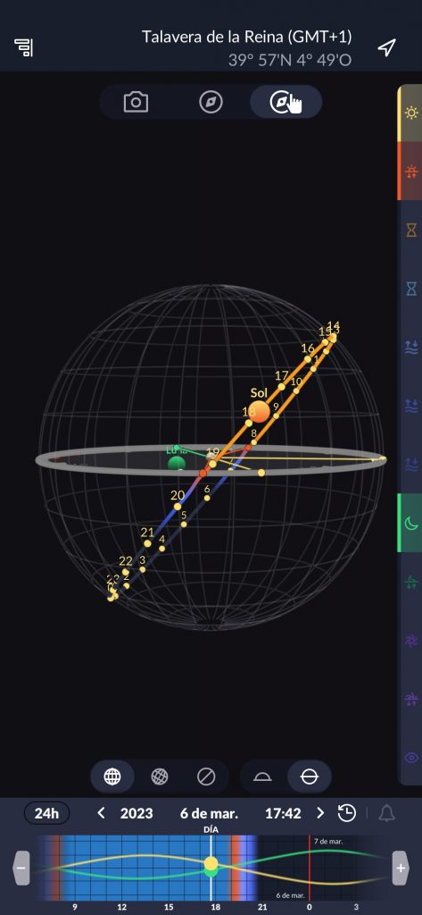 Aplicación para móvil Ephemeris. Herramientas para fotografía en exteriores